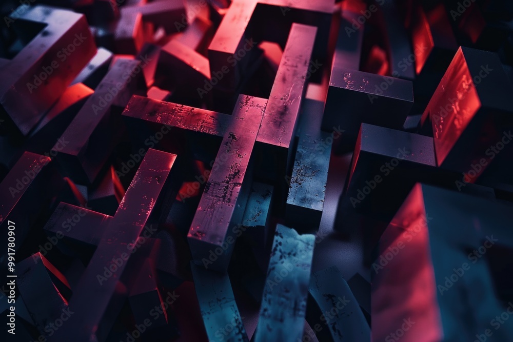 Poster a detailed view of several metal letters with intricate designs and textures