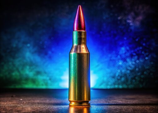 Powerful 50 BMG Cartridge on Display with a Rugged Background in a Studio Setting for Photography