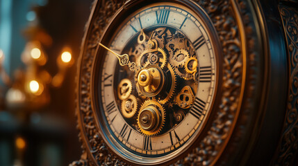 Fototapeta premium Intricate Details of an Antique Clock's 