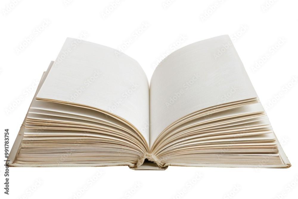 Poster an open book lying on a clean white surface