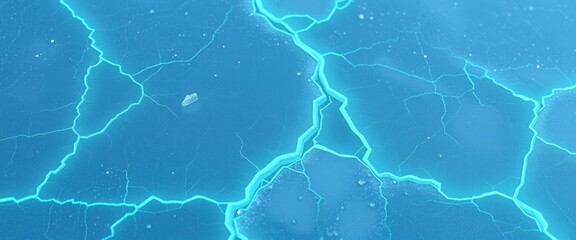 Cold Ice with Mystical Cracks, Luminous Edges, Abstract Background
