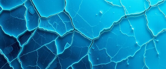 Fractured Ice with Electric Blue Glow, Cold and Brittle, Abstract Background