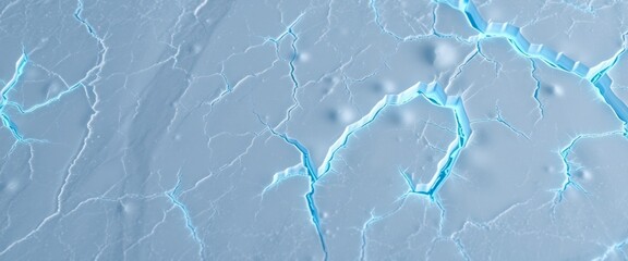 Obraz premium Brittle Ice Surface with Jagged Electric Blue Cracks, Abstract Imagery
