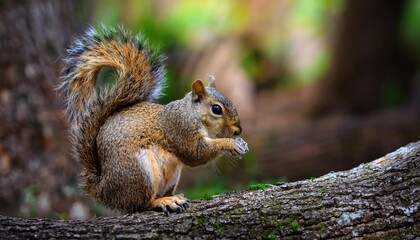 Fototapeta premium Funny image from wild nature. Gray Squirrel, Sciurus carolinensis, cute animal in the forest
