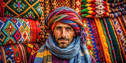 Obraz premium Traditional Berber Ethnicity Represented Through Unique Textiles, Patterns, and Cultural Artifacts