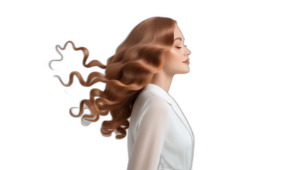 long curly wig hairstyle flying falling transparent background
