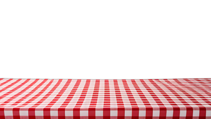 red checkered tablecloth white background