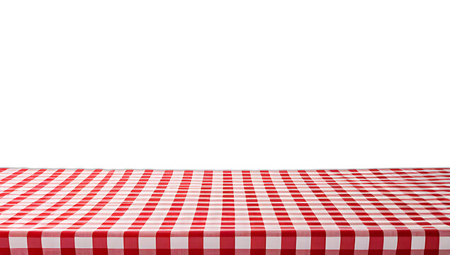 red checkered tablecloth white background