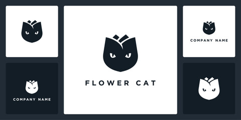 Vector of flowers and cats, logo and icon design template available, can be used in various media easily, editable © MRANTAZI57