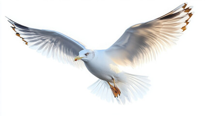 Obraz premium Natural white seagull isolated on a white background, aquatic animal 