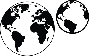Globe and World Map Silhouette Icon - Transparent Background