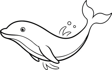 Fun Whale Splashing Vector Illustration Perfect for Kids Coloring
