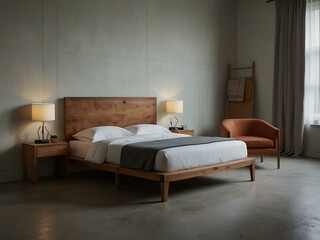 Simple bed in a room.