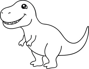 Smiling T Rex with Tiny Arms Vector Illustration for Fun Kids Coloring
