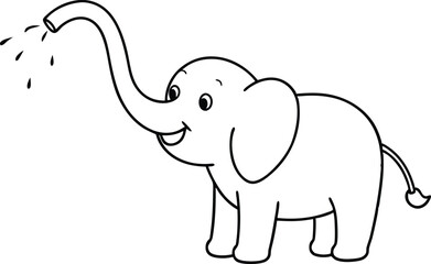 Joyful Elephant with Water Spray from Trunk Vector Illustration for Kids
