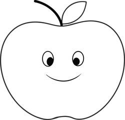 Kids Smiling Apple Vector Illustration for Joyful Coloring Moments
