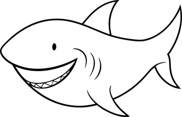 Obraz premium Fun Shark with Sharp Teeth Vector Art Perfect for Kids Coloring Book 