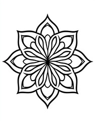 A simple symmetrical geometric mandala design with white background
