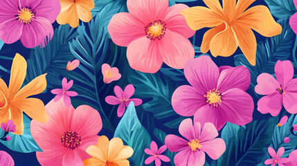 Hand-painted realistic floral  pattern background