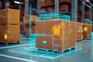 Augmented reality system for efficient tracking of package deliveries and pickups in modern logistics warehouses