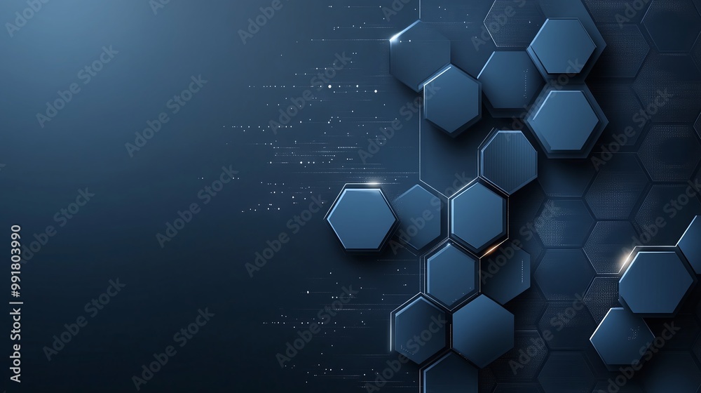 Wall mural abstract digital technology background with hexagonal shapes and futuristic grid pattern, ideal for 