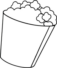 Popcorn Delight Bucket Overflowing Vector Art for Creative Kids Coloring
