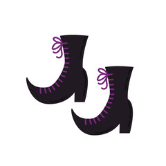 Pointy toed witch's boots. Footwear of a witch costume. Flat style vector illustration isolated on white background