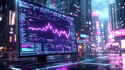 Obraz premium A striking visual showcasing stock market trends amidst a thunderstorm theme. The dynamic display highlights market volatility, making it ideal for finance-related projects.