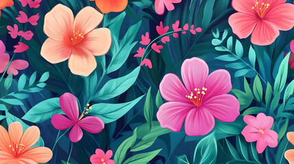 Obraz premium Hand-painted realistic floral pattern background
