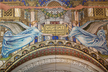 Obraz premium Mosaic Detail Depicting Angels at Kaiser Wilhelm Memorial Church in Berlin
