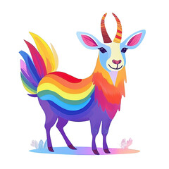 Fantasy animal art drawing rainbow colors, Ai generated