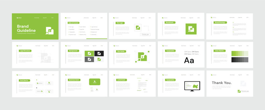 Brand Guidelines poster layout template. Brand identity presentation. Manual template design. Eps vector illustration.