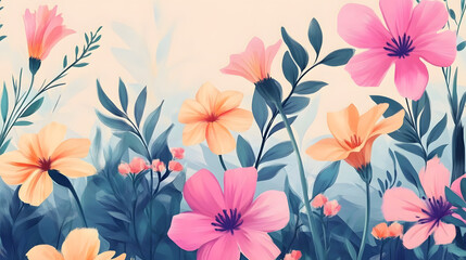 Obraz premium Hand-painted realistic floral pattern background