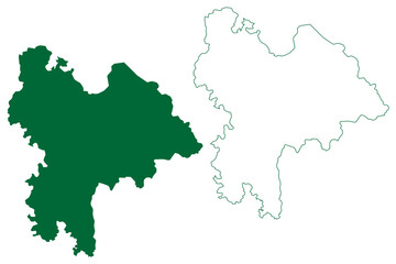 Pilibhit district (Uttar Pradesh State, Republic of India) map vector illustration, scribble sketch Pilibhit map