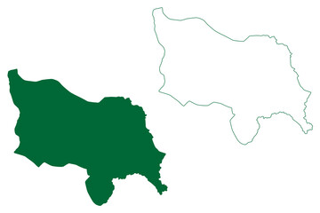 Poonch district (Jammu and Kashmir union territory, Republic of India) map vector illustration, scribble sketch Punch or Pruntch map