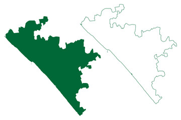 Obraz premium Porbandar district (Gujarat State, Republic of India) map vector illustration, scribble sketch Porbandar map