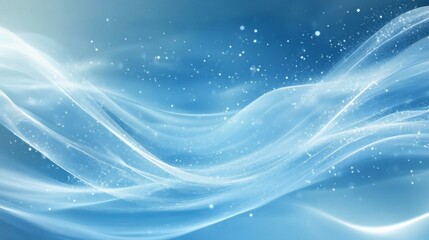 Abstract Blue Waves with Glowing Particles, Abstract, Blue, Particles