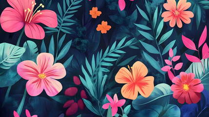 Hand-painted realistic floral  pattern background