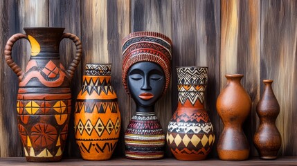 African Tribal Art Pottery Still Life, Ethnic, Culture, Decor