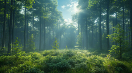 Obraz premium Summer Green Forest on a Sunny Day