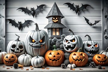  set of fun vector doodles illustrations for Halloweenlustrations for Halloween