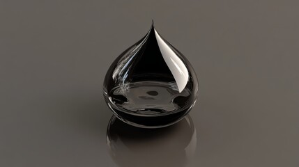 Fototapeta premium Single Black Drop 3D Rendering, Glossy, Minimalist, Abstract, 3D Render, Digital Art, Black Drop