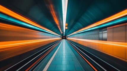 Subway Tunnel Light Trails, Long Exposure Photography, Abstract, Urban, Transportation ,light trails, subway