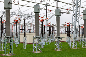 Part of high-voltage substation with switches and disconnectors