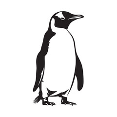 Penguin Silhouette Vector Art Illustration, Animal Isolated On White Background, Penguin Silhouette