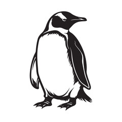 Fototapeta premium Penguin Silhouette Vector Art Illustration, Animal Isolated On White Background, Penguin Silhouette