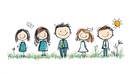 Fototapeta premium Children Smiling in a Playful Outdoor Setting