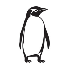 Penguin Silhouette Vector Art Illustration, Animal Isolated On White Background, Penguin Silhouette