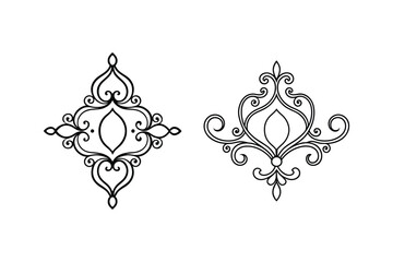 abstract vintage ornament line art on white background