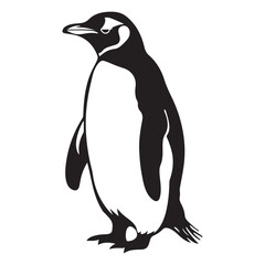 Penguin Silhouette Vector Art Illustration, Animal Isolated On White Background, Penguin Silhouette